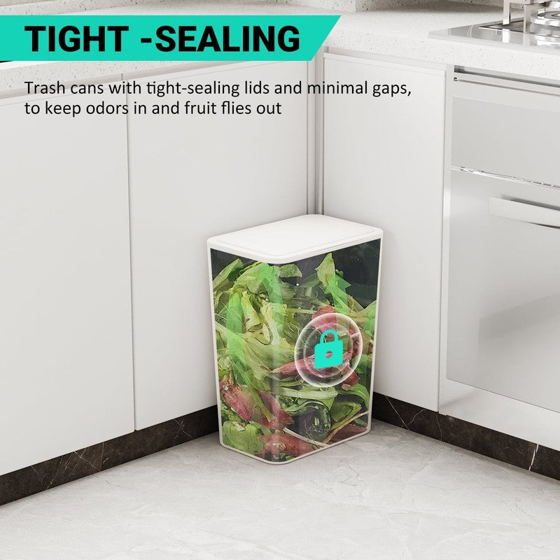 3-Pack Slim Trash Can with Lid, 10L for Home & Office - White, Black, Gray5