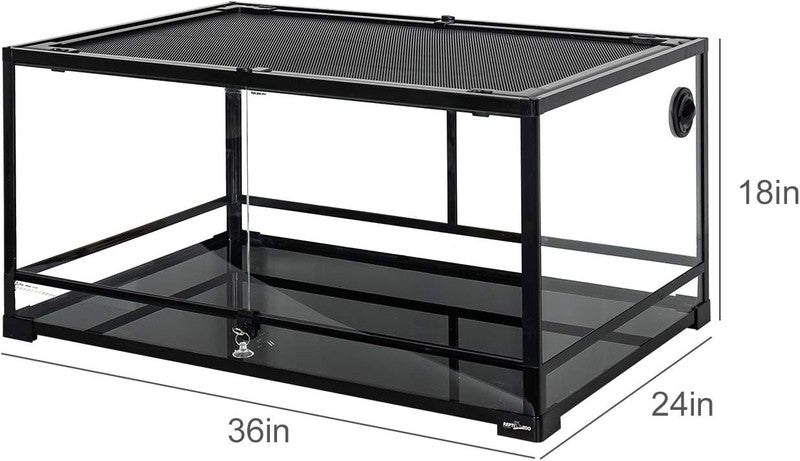 50 Gal Glass Reptile Terrarium w/ Double Door Screen Vent Large 36"x18"x18"3