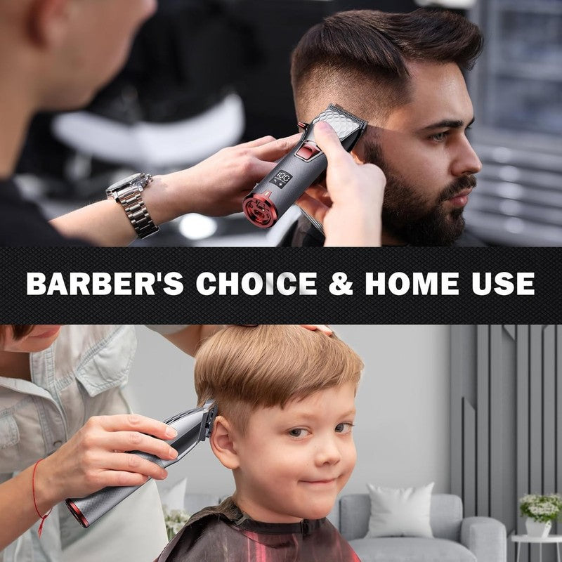 Men’s Cordless Hair Clippers | LCD Display Barber Grooming Kit (Silver+Red)5