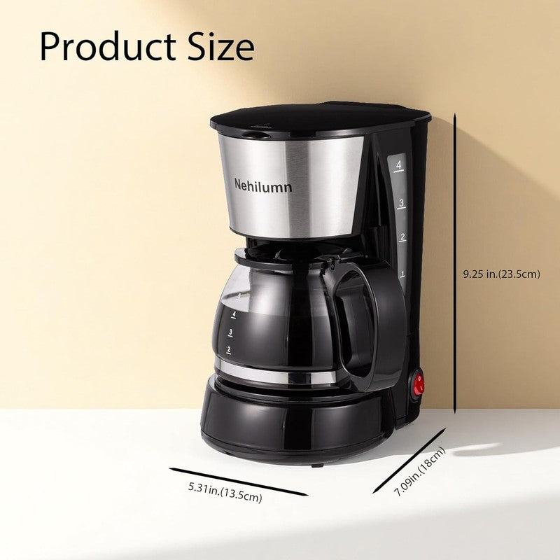 4 Cup Drip Coffee Maker 20oz Mini Coffee Machine Permanent Filter 650W3