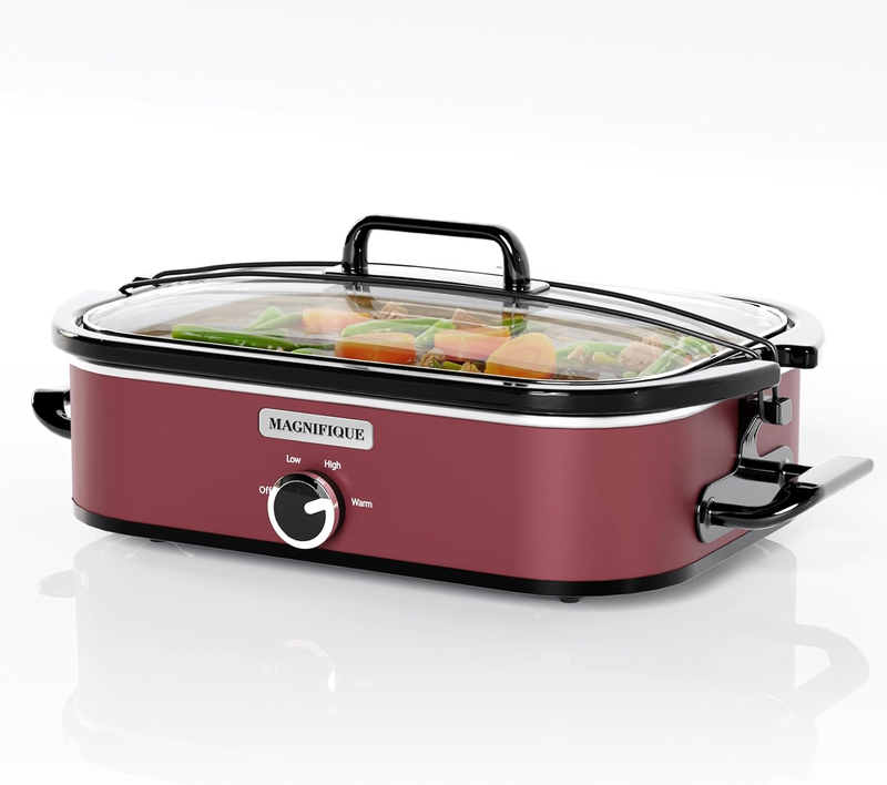 4QT Slow Cooker w/ Ceramic Nonstick Dish Temp Control Glass Lid7