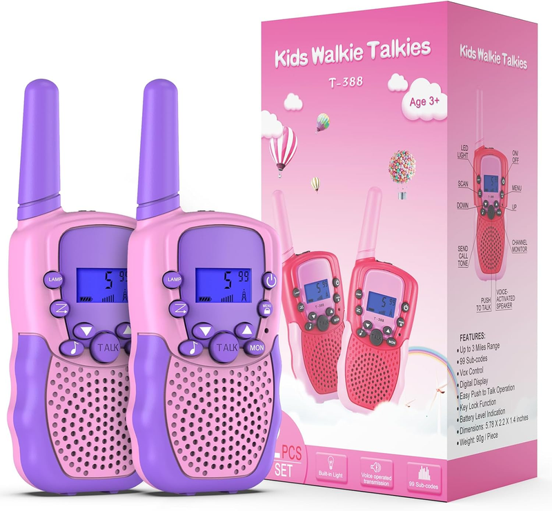 Kids Walkie Talkies 22 Channel 2 Way Radio 3 Mile Range Flashlight LCD10