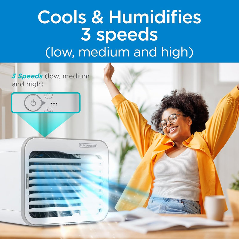 Desktop Air Cooler BDMC10 Personal Portable 3 Speed Evaporative Fan White/Gray1