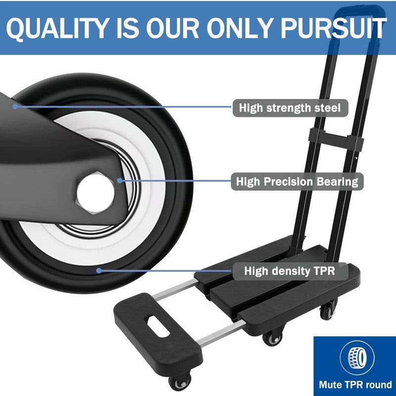 BAOKALER Folding Hand Truck 500Lb Capacity Heavy Duty Dolly Cart Black1