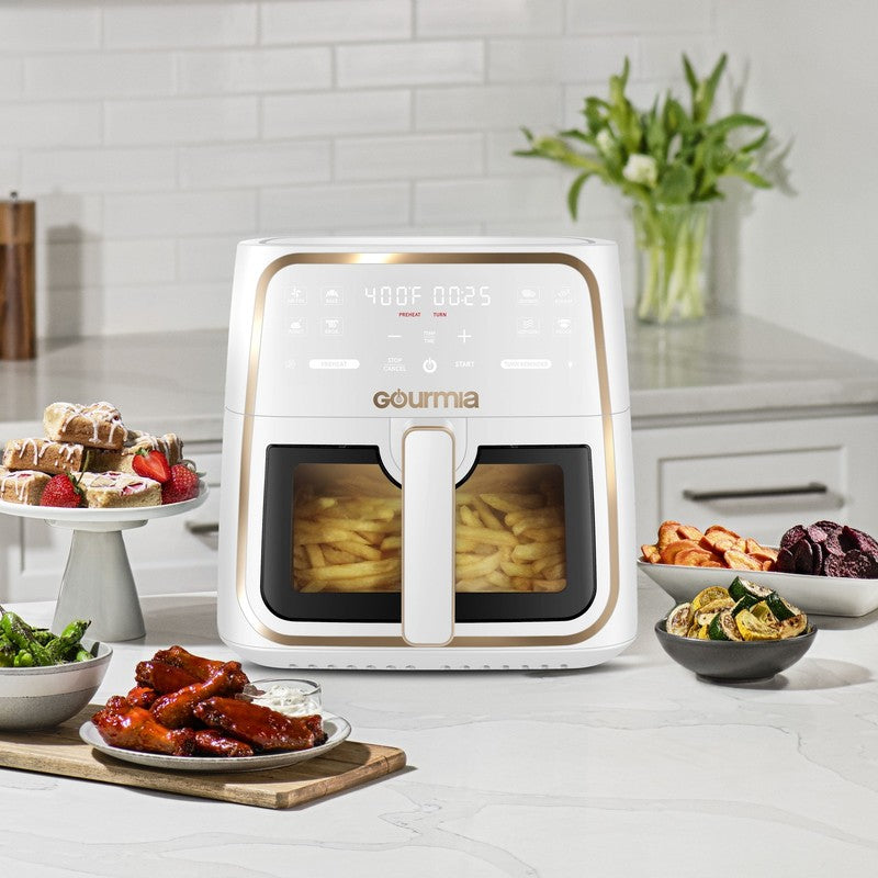 8 Quart Digital Window Air Fryer, with 8 One Touch Functions, White1