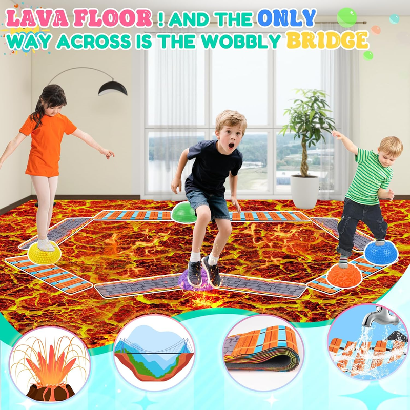 Stepping Stones for Kids, Textured Balance Pods and Floor Mats Set, Inflatable B3