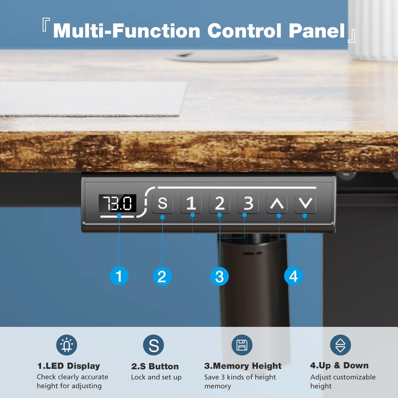 Electric Standing Desk, Height Adjustable Desk, 63 X 24 Inches Ergonomic Stand u3
