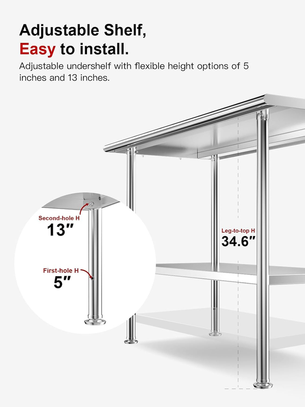 24x48 Stainless Steel Prep Duty Backsplash Adjustable Undershelf Outdoor Kitchen2