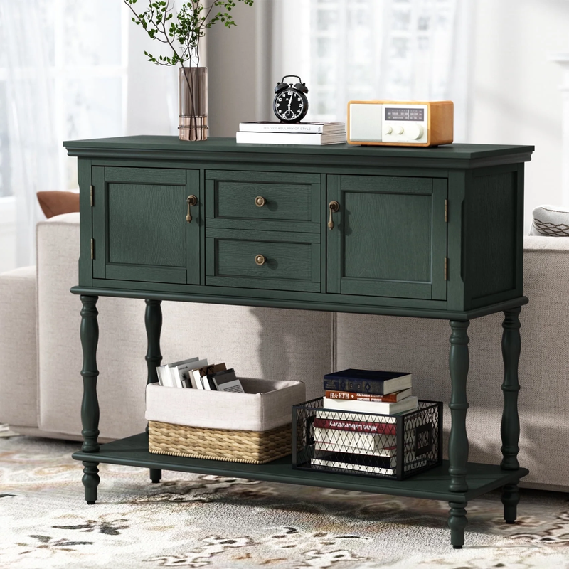 42” Farmhouse Modern Console Table Entryway w/ Storage Shelf Green0