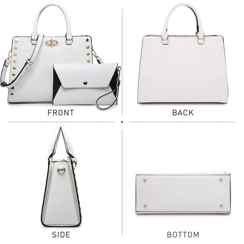 Women Satchel Handbag Shoulder Tote Work Bag with Matching Wallet3