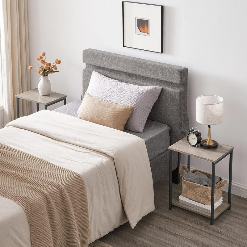 Set of 2 Side Tables Small End Tables Nightstand Living Room Bedroom Greige3