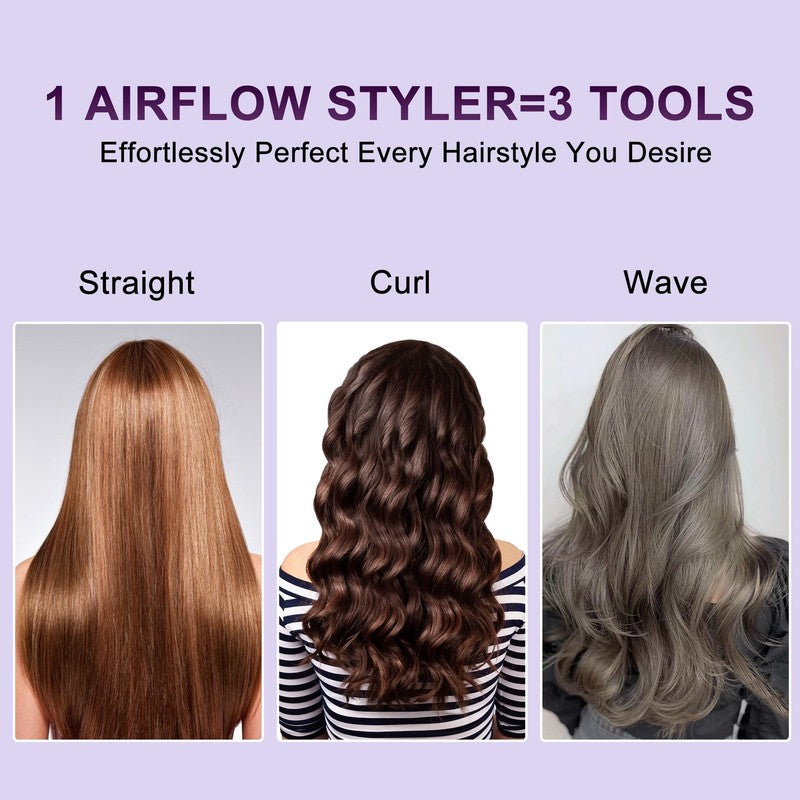 Airflow Styler 2 in1 Curling Iron Flat Hair Straightener Ionic 5 Temps Purple3