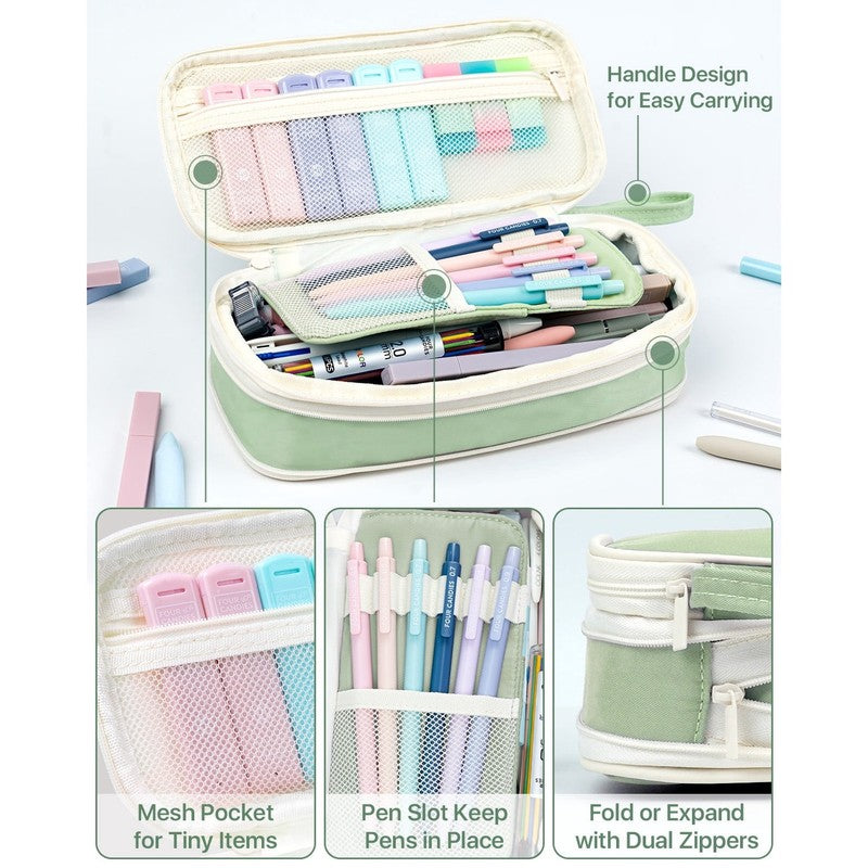 56 PCS Aesthetic Supplies with Pencil Case, 6 Multicolor Pen, 12 Pastel Highligh4