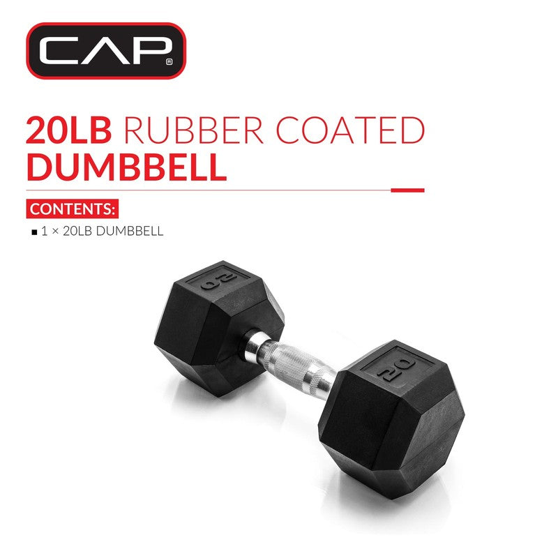 Barbell, 20Lb Rubber Hex Dumbbell, Single2