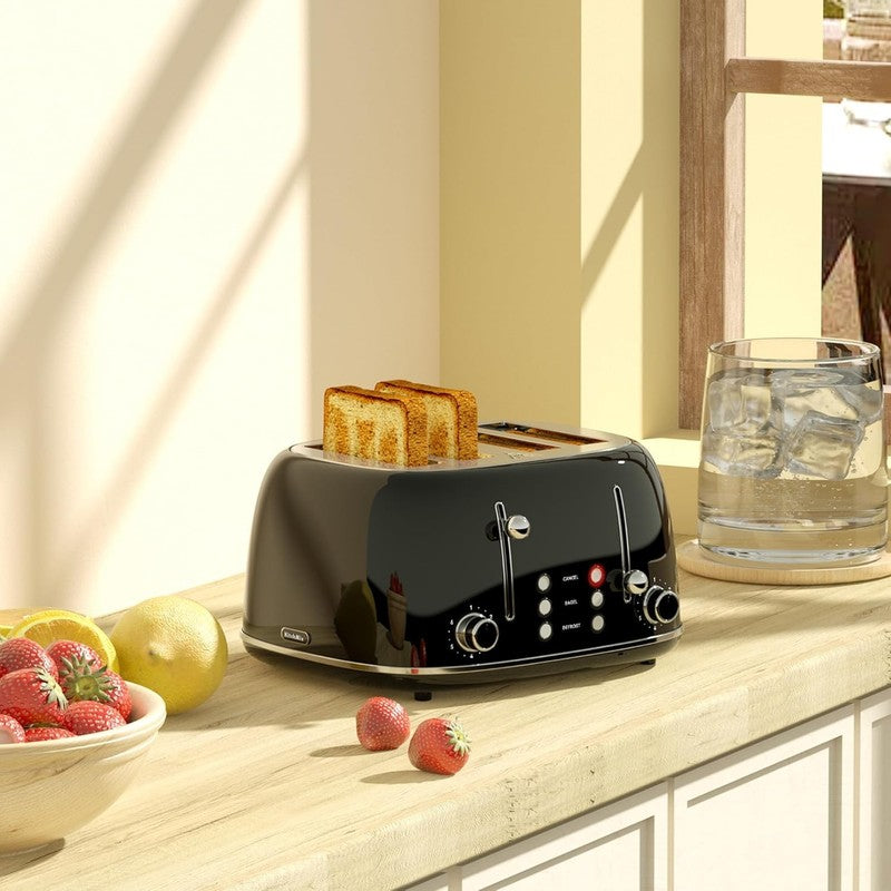 4-Slice Retro Toaster Stainless Steel 6 Shade Settings Cancel/Defrost/Reheat6