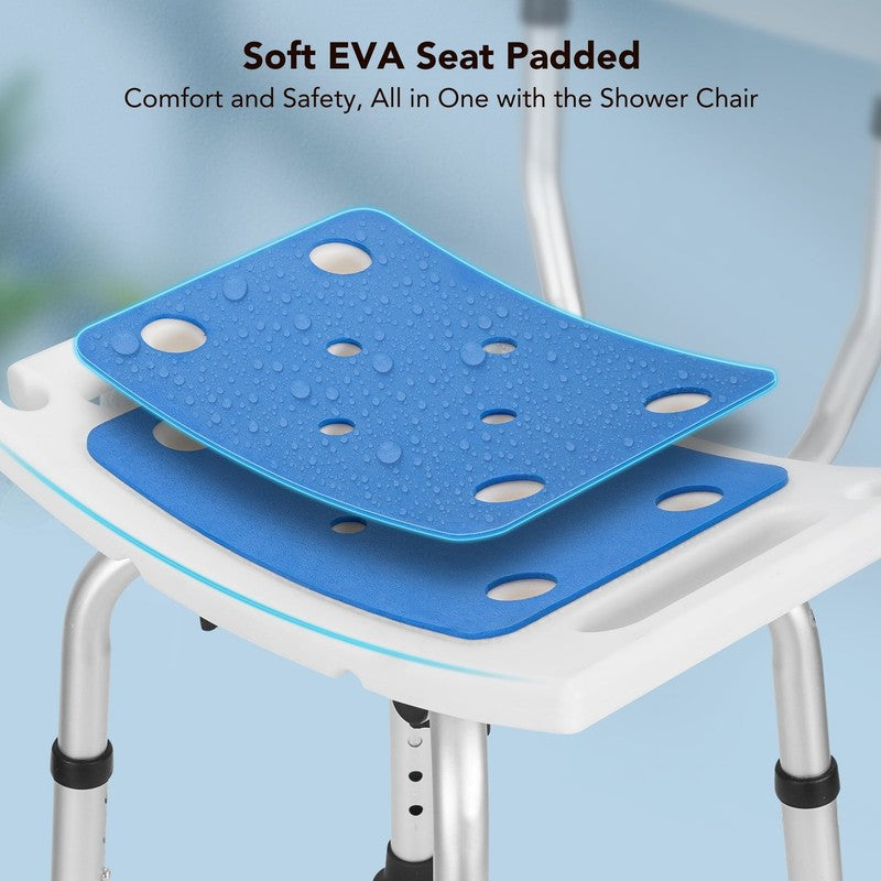 Adjustable Shower Chair with Backrest & EVA Seat for Seniors Elderly3