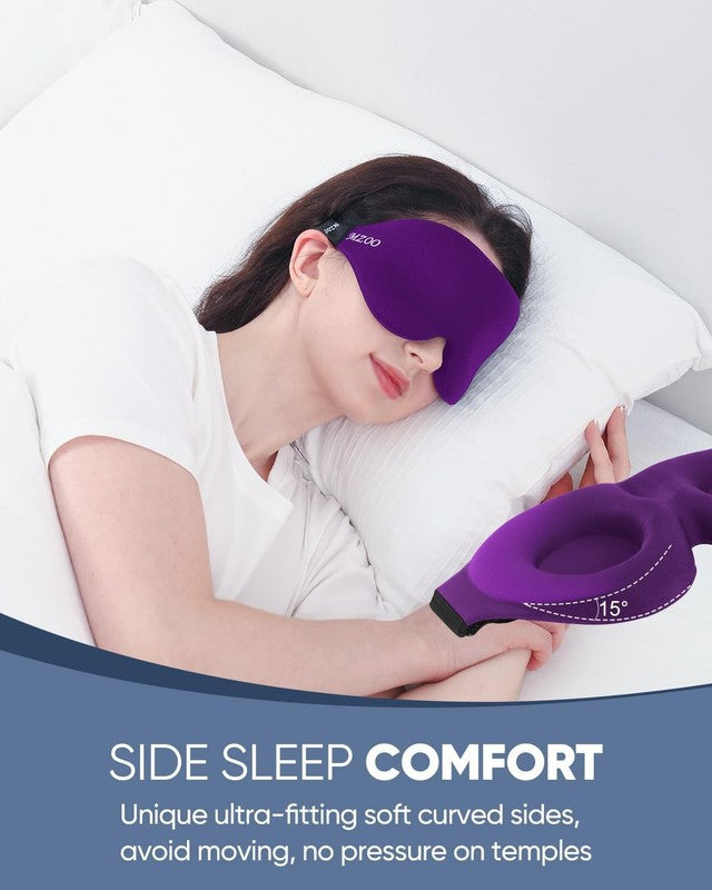 Luxury 3D Sleep Mask Side Sleepers, Zero Pressure, Light Blocking Purple2