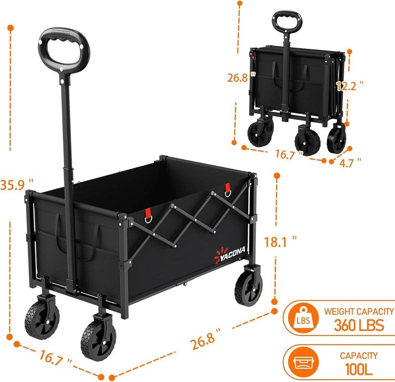 Wagons Carts Foldable, Lightweight Portable Utility Shopping Cart with Wheels, F7