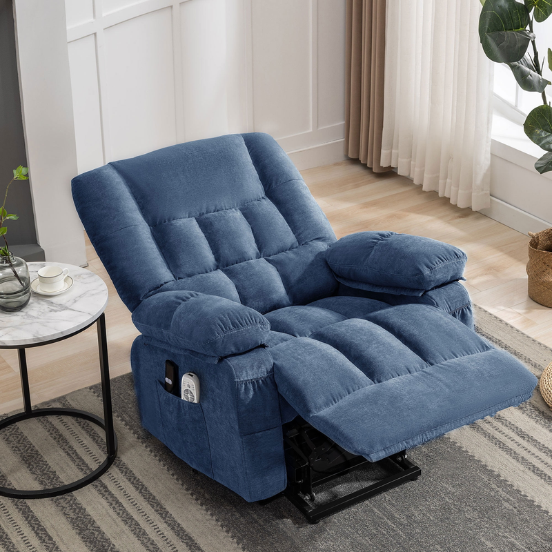 Power Lift Recliner Chair Heat Massage USB Port Infinite Position Blue7