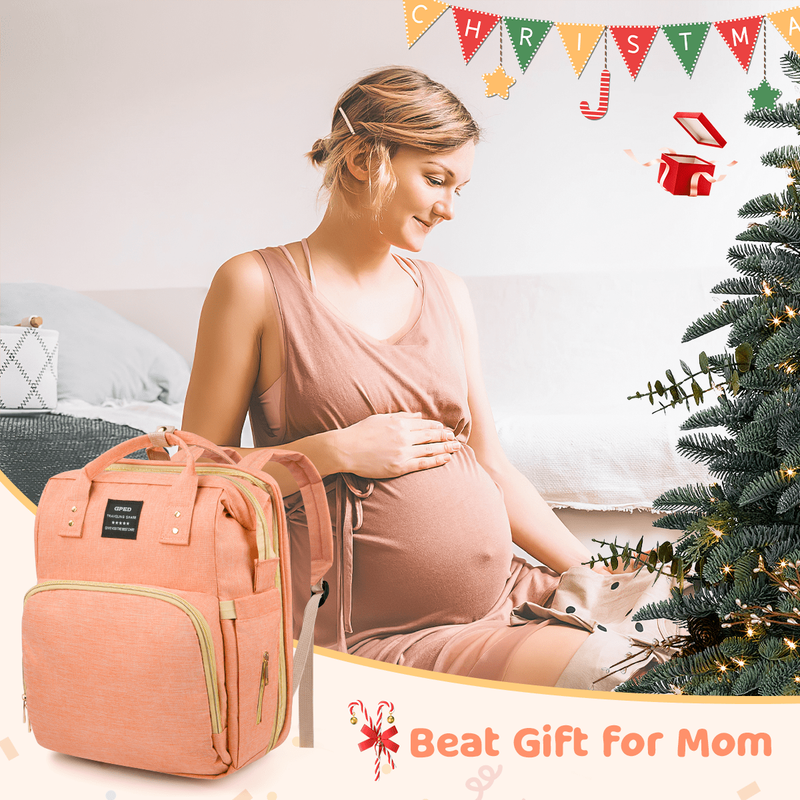 Diaper Bag Backpack w/ Crib, USB, Bottle Holders – Pink Travel Nappy Bag7