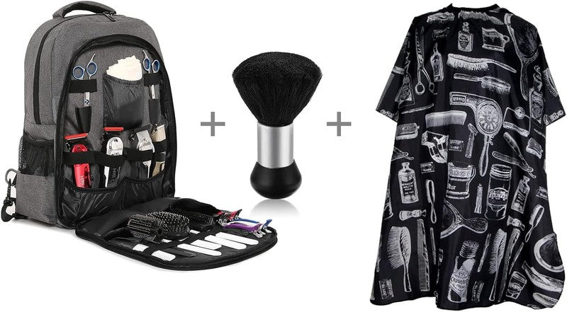 Professional Barber Backpack,Hair Cutting Tools Kit with Waterproof Cape & Brush5