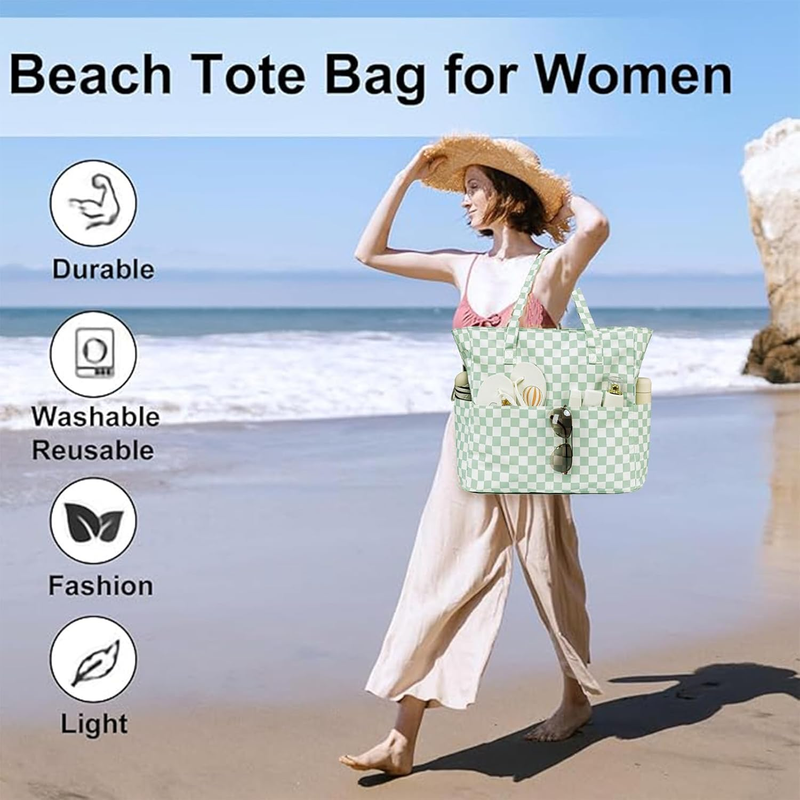 Waterproof Beach Bag Large Women Sandproof Tote Zipper Wet Pocket Travel4