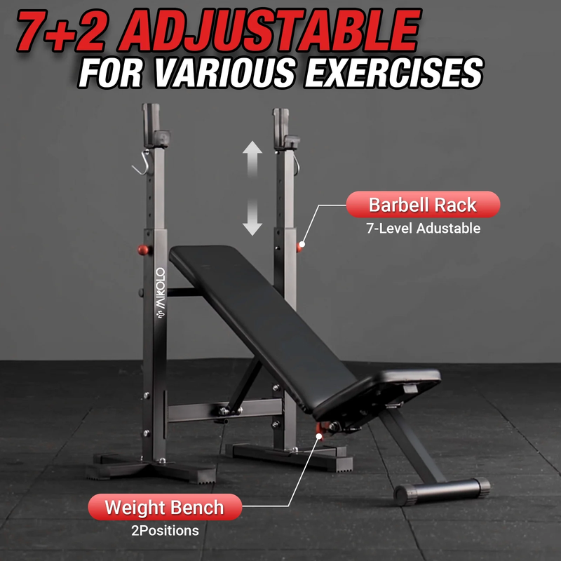 Adjustable Weight Bench, 660LBS Foldable Bench Press with Squat Rack, Multi Func2