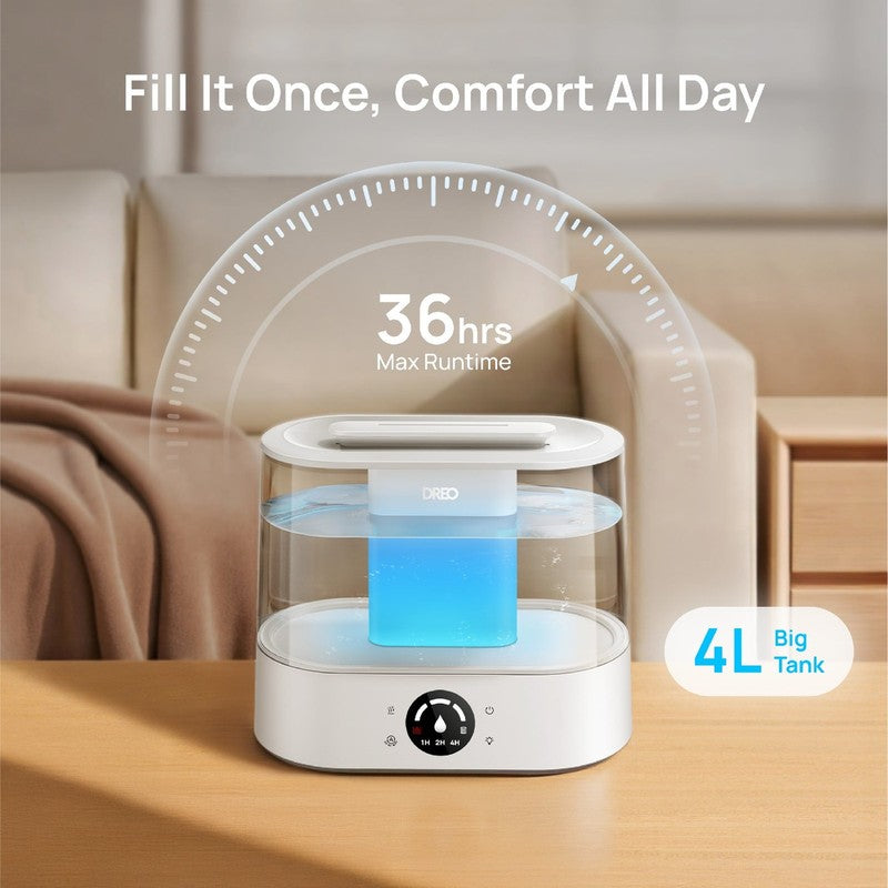 4L Cool Mist Humidifier for Large Room, 36H Long Runtime Top Fill Humidifiers, E6
