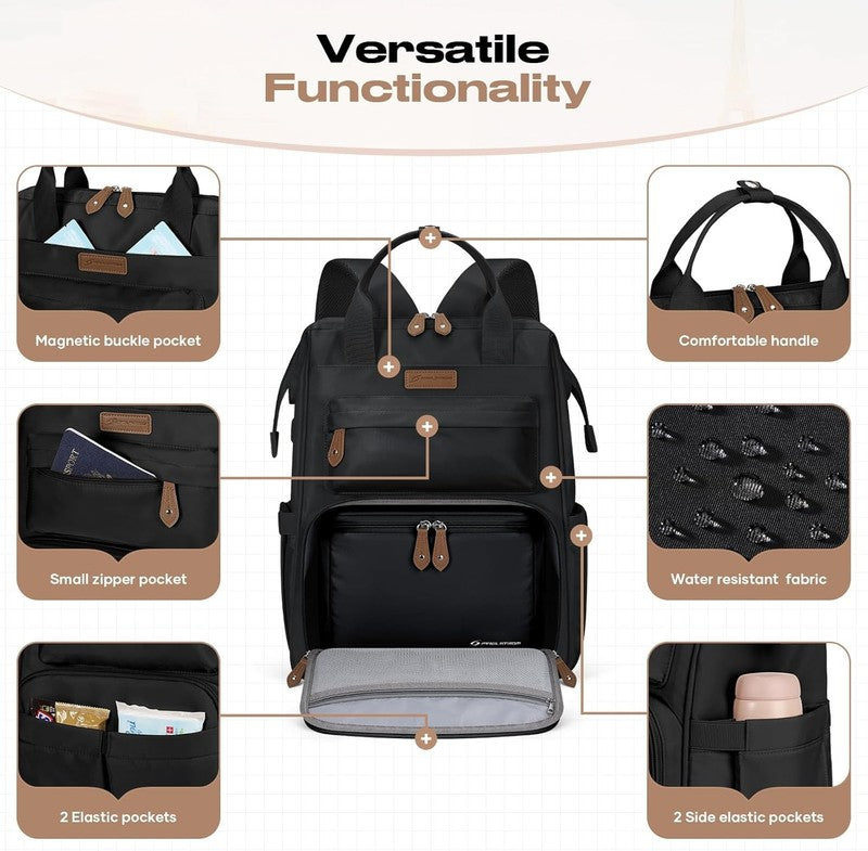Travel Laptop Backpack 15.6 17.3" Nurse Work Bag w/ Lunch Box Black2