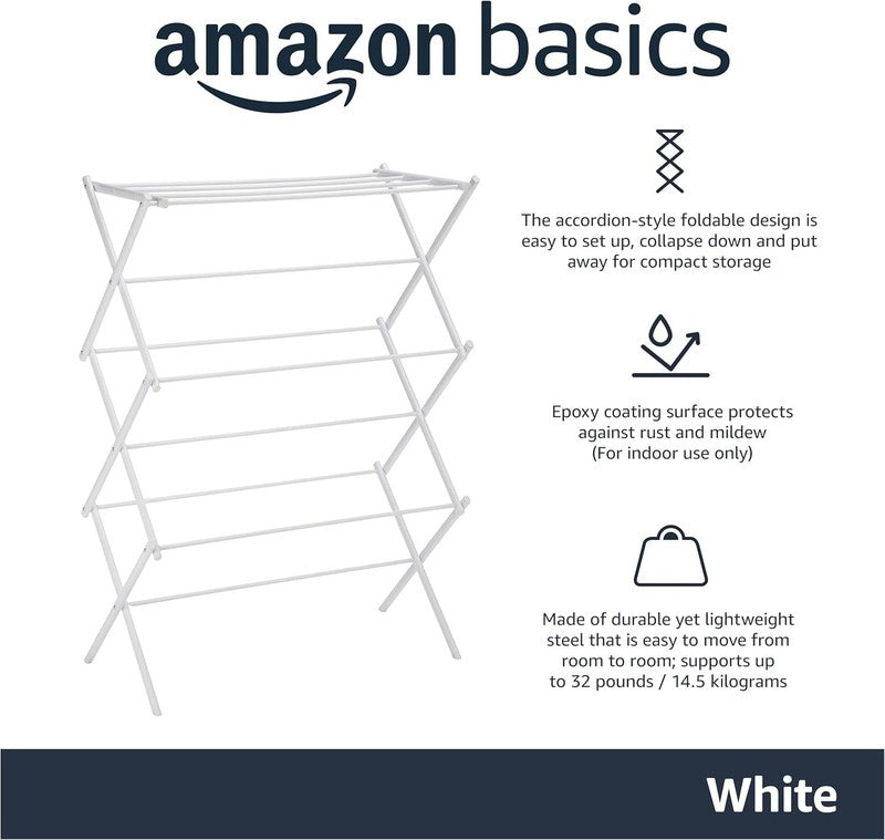 Foldable Portable Laundry Rack for Air Drying Clothing, Indoor Outdoor Use - 14.1