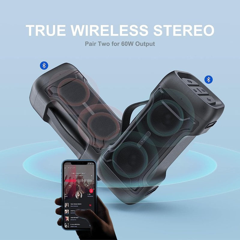 Bluetooth Speaker Deep Bass, IPX6 Waterproof, 24H Playtime, TF/USB/AUX, Mic7