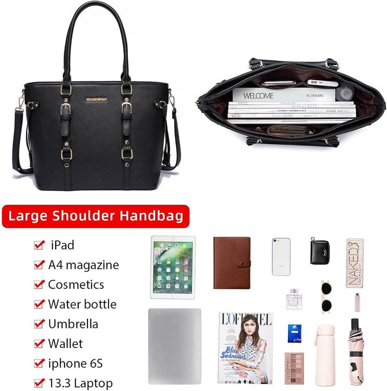 3PCS Purses for Women Tote Bag and Wallet Set Shoulder Satchel Handbags3