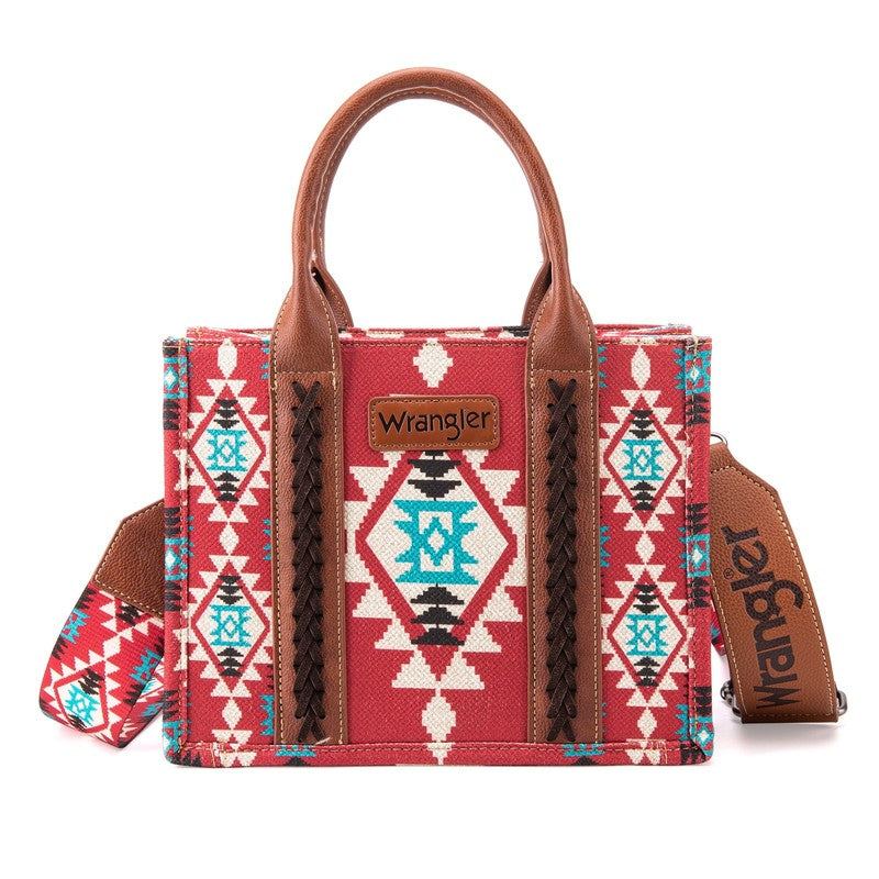 Wrangler Aztec Tote Bag for Women Boho Shoulder Purses and Handbags, Burgundy3