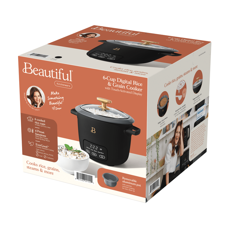 Beautiful by Drew Barrymore 6 Cup Rice Cooker Black Sesame Digital Electric Rice11