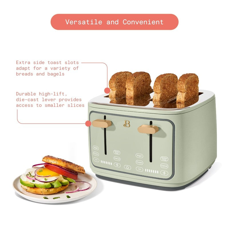 4-Slice Toaster with Touch-Activated Display, Sage Green by Drew Barrymore5