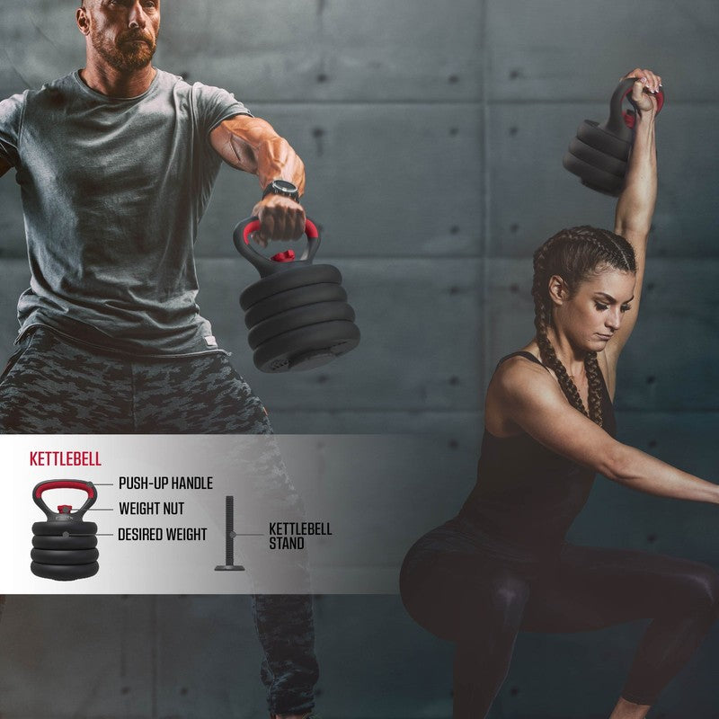 Smartbell 60lb Adjustable 4 in 1 Dumbbell Barbell Kettlebell Set Black7