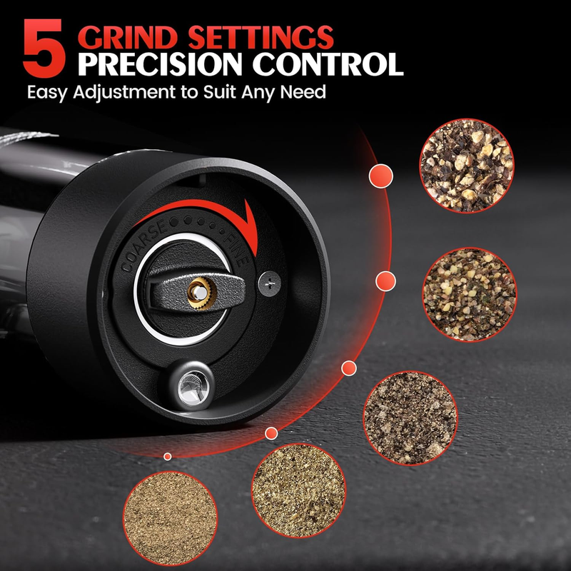 Electric Salt & Pepper Grinder Set Automatic Adjustable LED Pepper Mill Shaker1