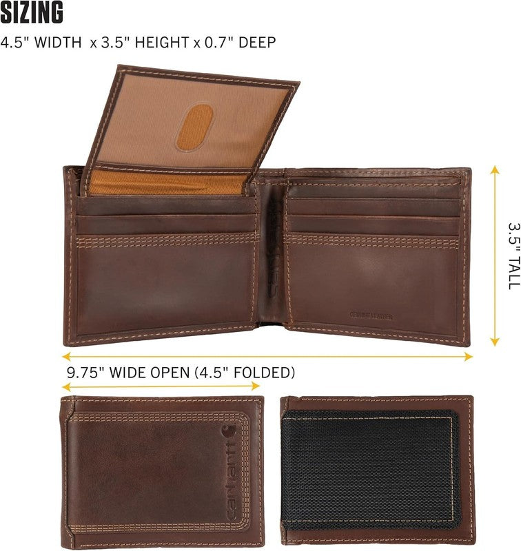 Men Rugged Leather Bifold Wallet Brown Triple Stitch Multiple Styles3