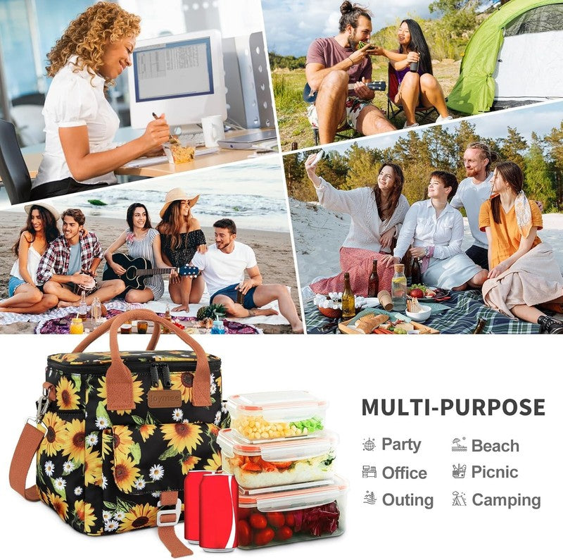 Insulated Waterproof Lunch Bag Cooler Tote Sunflower for Work & Picnic6