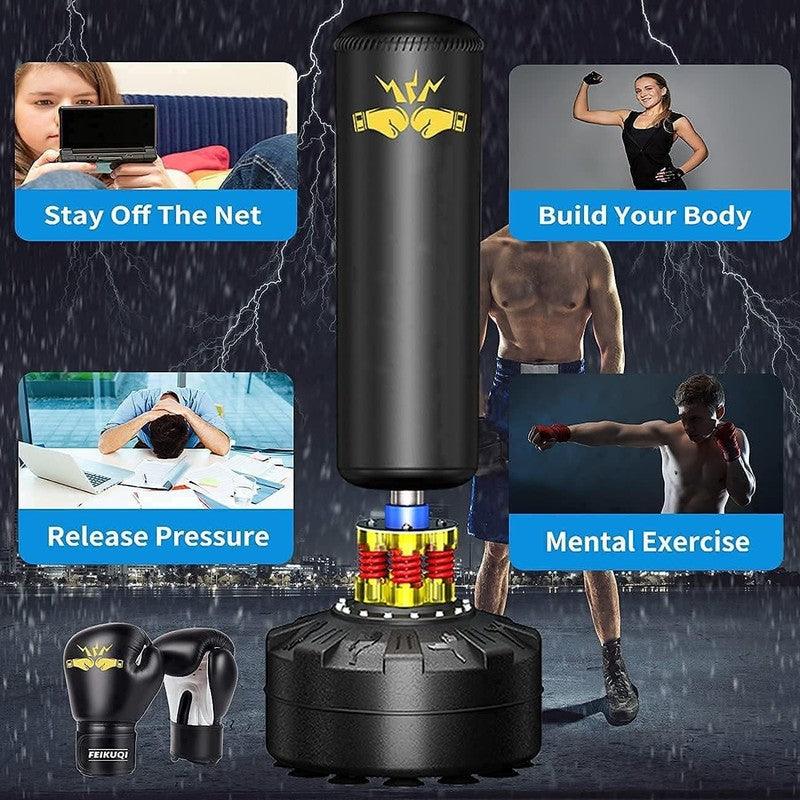 70in Freestanding Punching Bag w Stand Suction Cup MMA Muay Thai Fitness5