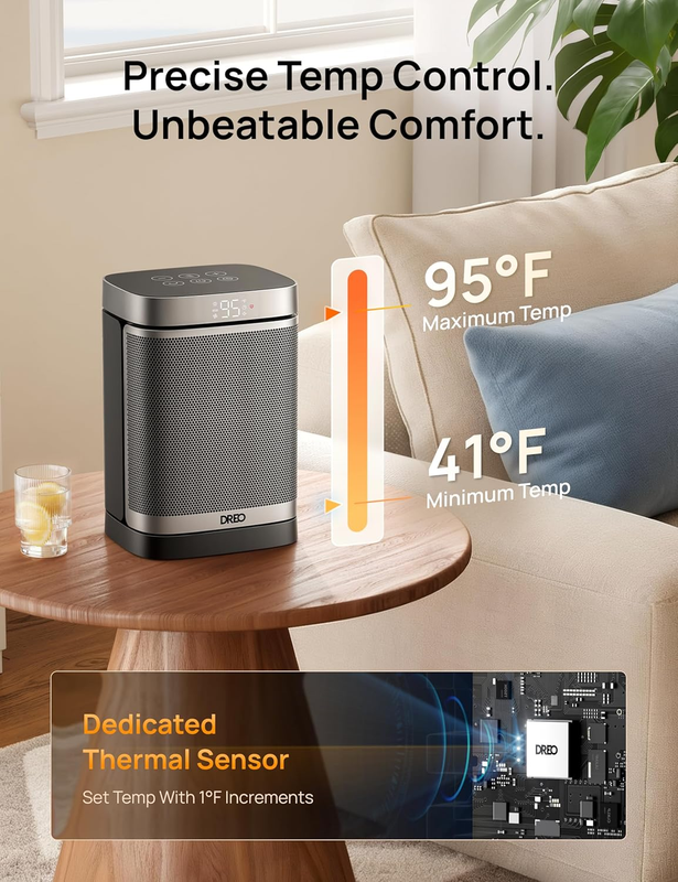 Space Heater, 1500W Portable Electric Heaters for Indoor Use, PTC Ceramic Heater5