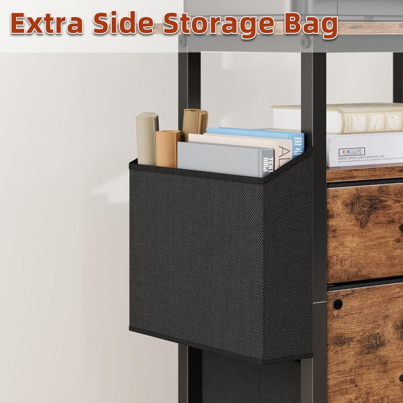 2 Drawer File Cabinet with 24'' Extended Desktop, Mobile Filing Cabinet, Rolling4