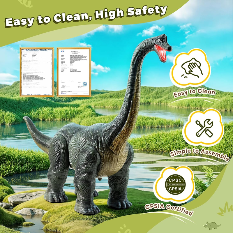 Dinosaur Ride On Push Car Kids Brachiosaurus Sound Light Toy3