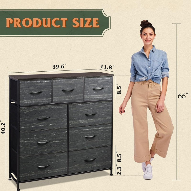 9 Drawer Dresser, Fabric Storage Tower for Bedroom, Entryway, Closet, Tall Chest2
