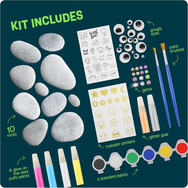 Kids Rock Painting Kit - Glow in the Dark - Christmas Gifts Arts & Crafts for Bo3