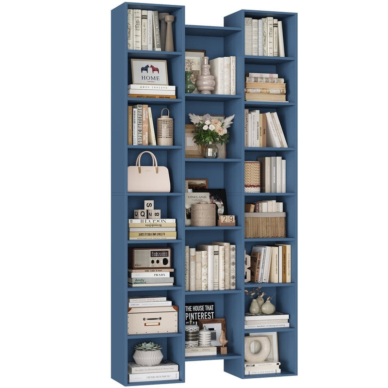21-Cube Bookcase, 71’’ Tall Wooden Bookshelves with Adjustable Shelves, Triple W4