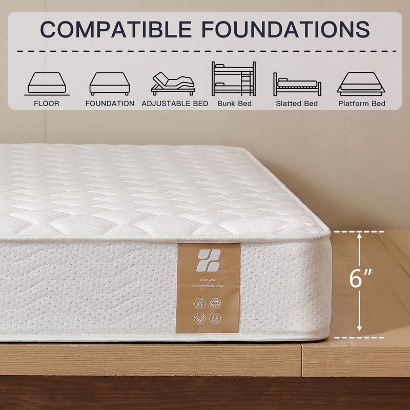 6" Twin Hybrid Mattress in a Box – Medium Firm Spring Bed for Kids & Bunk Beds8