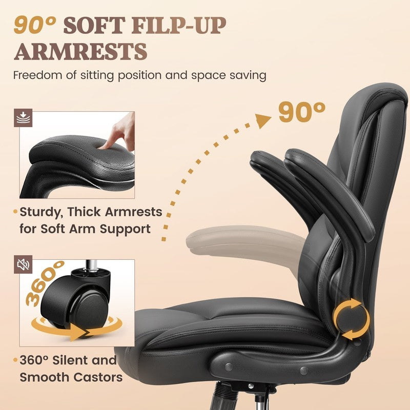 Leather Office Chair, Big and Tall Office Chair 400LBS Wide Seat Ergonomic Compu4