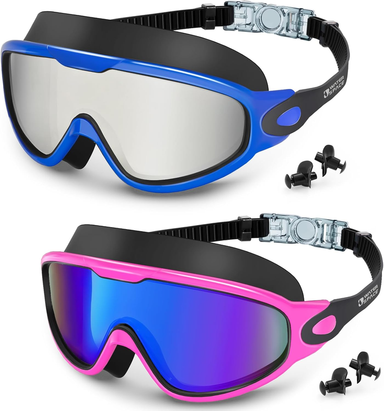 Adult Swimming Goggles 2 Pack Anti Fog UV Wide View Clear Lens8