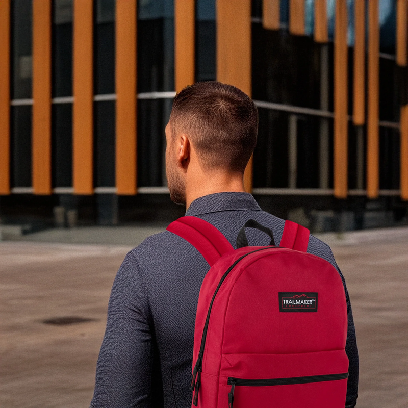 17 Inch Classic Backpack Red School Travel Work Gym Bookbag1